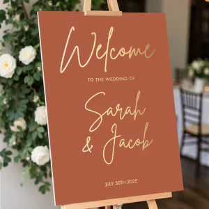 terracotta wedding sign