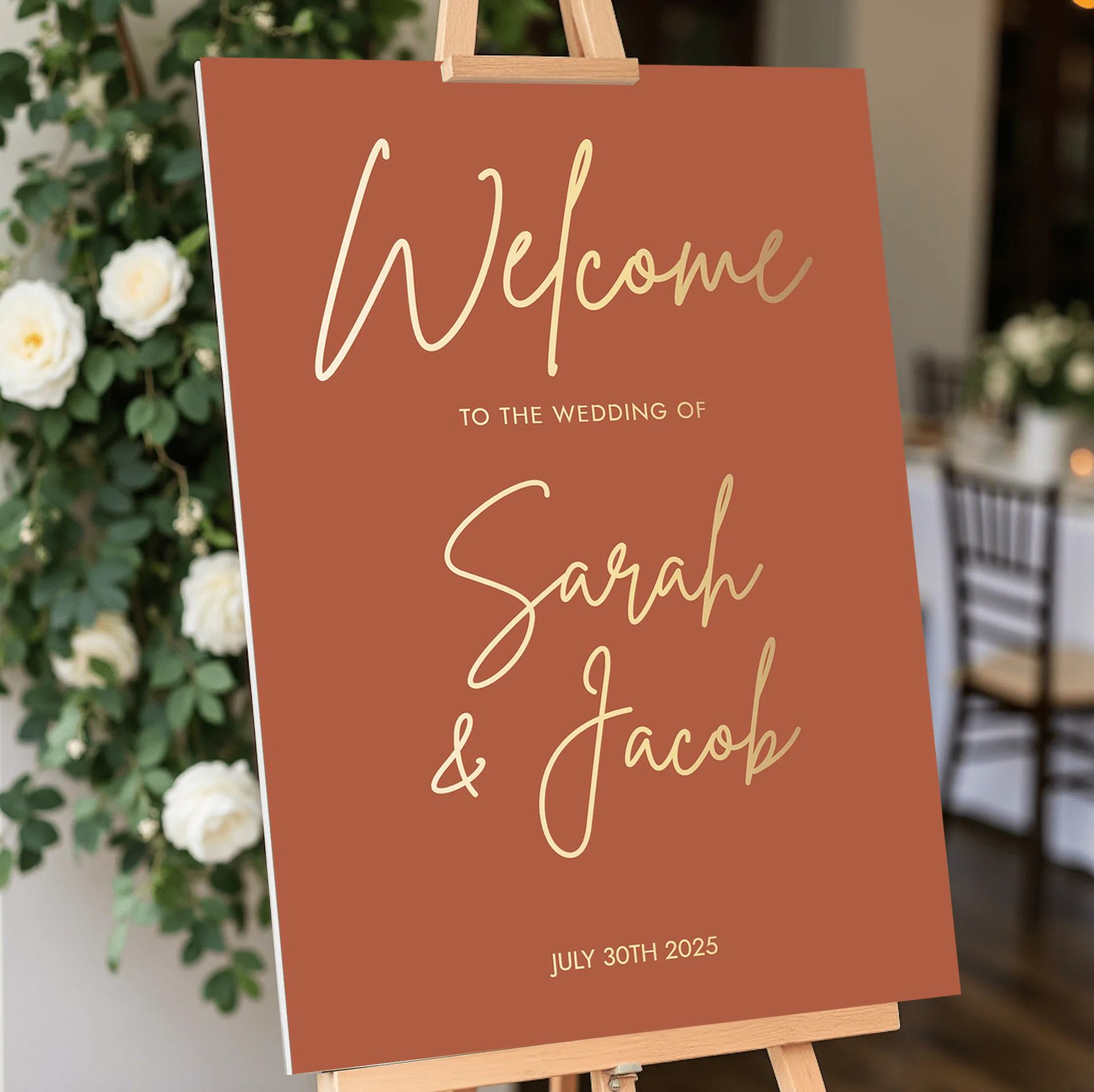 terracotta wedding sign