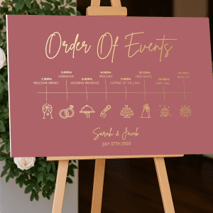 blush pink order of the day sign
