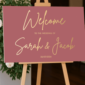 blush pink wedding welcome sign