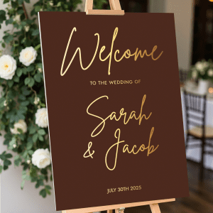 chocolate brown wedding sign