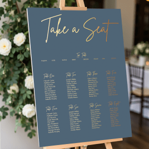 dusty blue take a seat sign