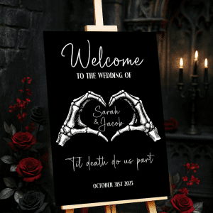minimalist halloween wedding sign