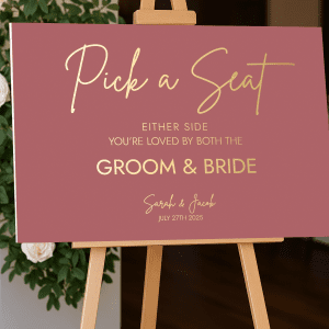 modern blush pink wedding sign