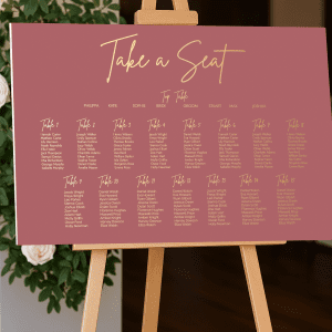 pink-themed wedding seating chart