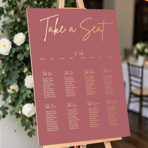 pink-themed wedding seating plan