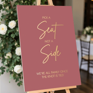 pink-themed wedding signs