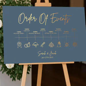 stylish dusty blue wedding sign