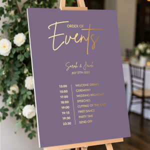 Order Of Events Sign Lilac