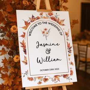 autumn leaves wedding sign