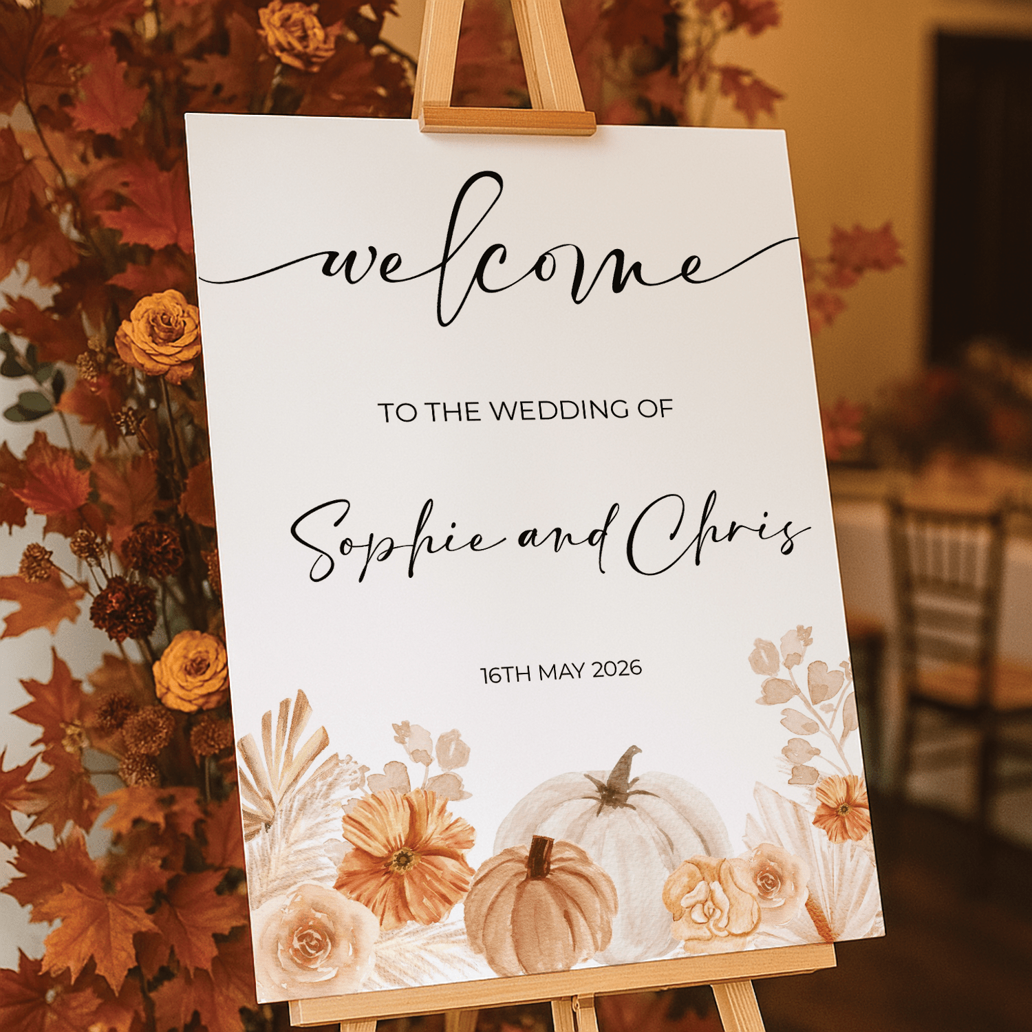 autumn watercolour wedding sign