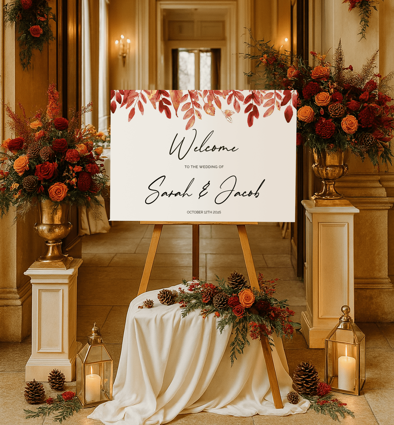 chic autumn wedding signage