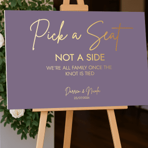 lavender pick a seat sign