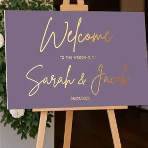 modern lilac wedding sign landscape