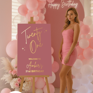 pink 21st birthday board