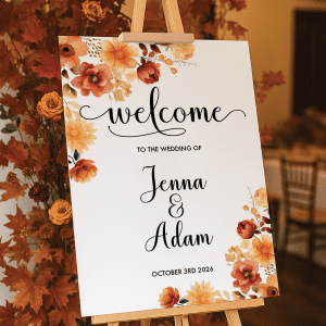 rustic floral autumn wedding sign