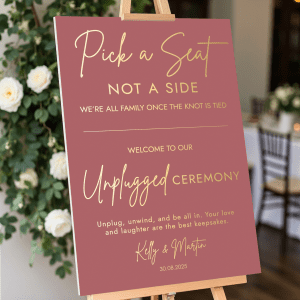 unplugged pick a seat sign