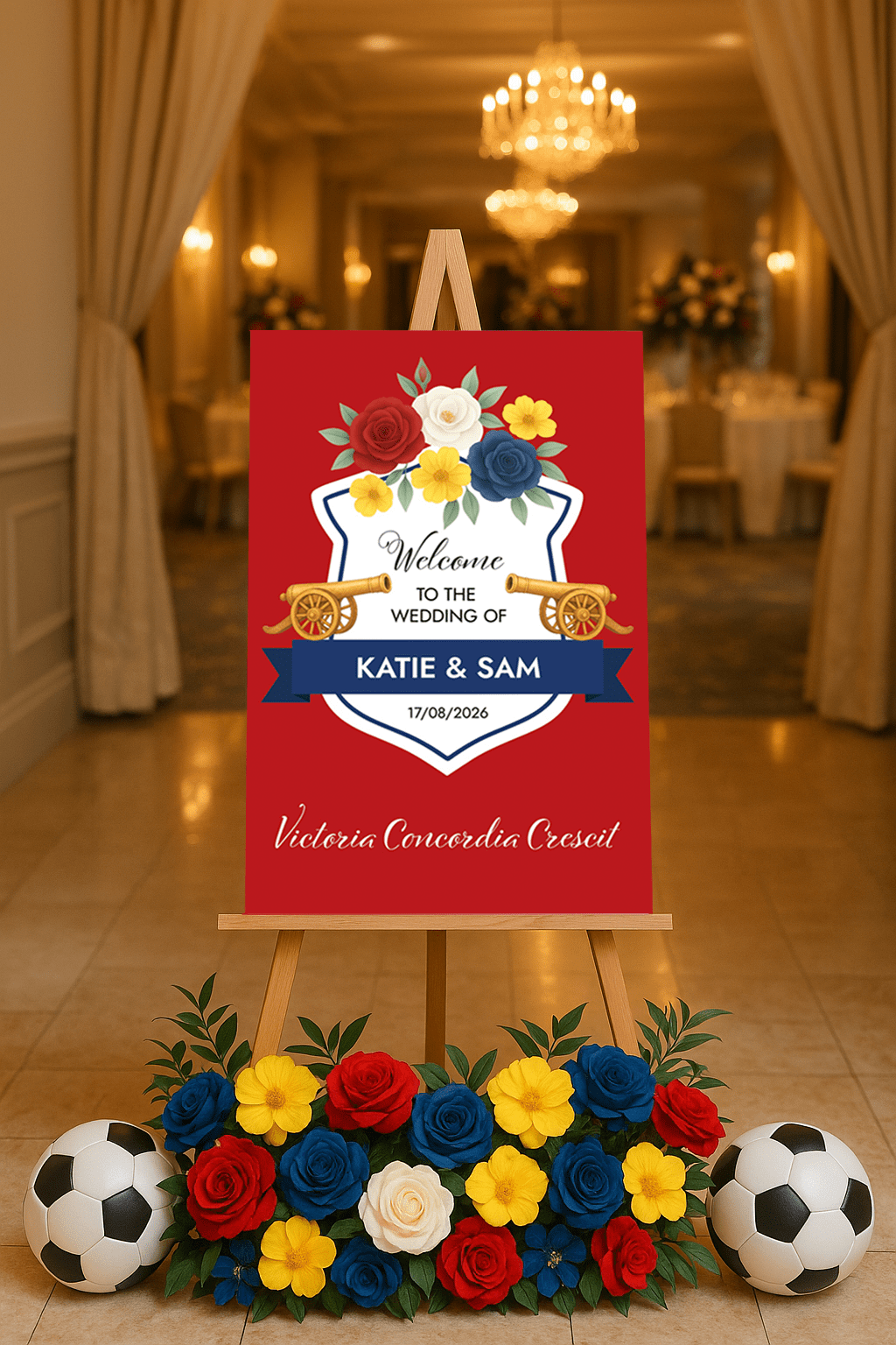 arsenal fan football wedding sign