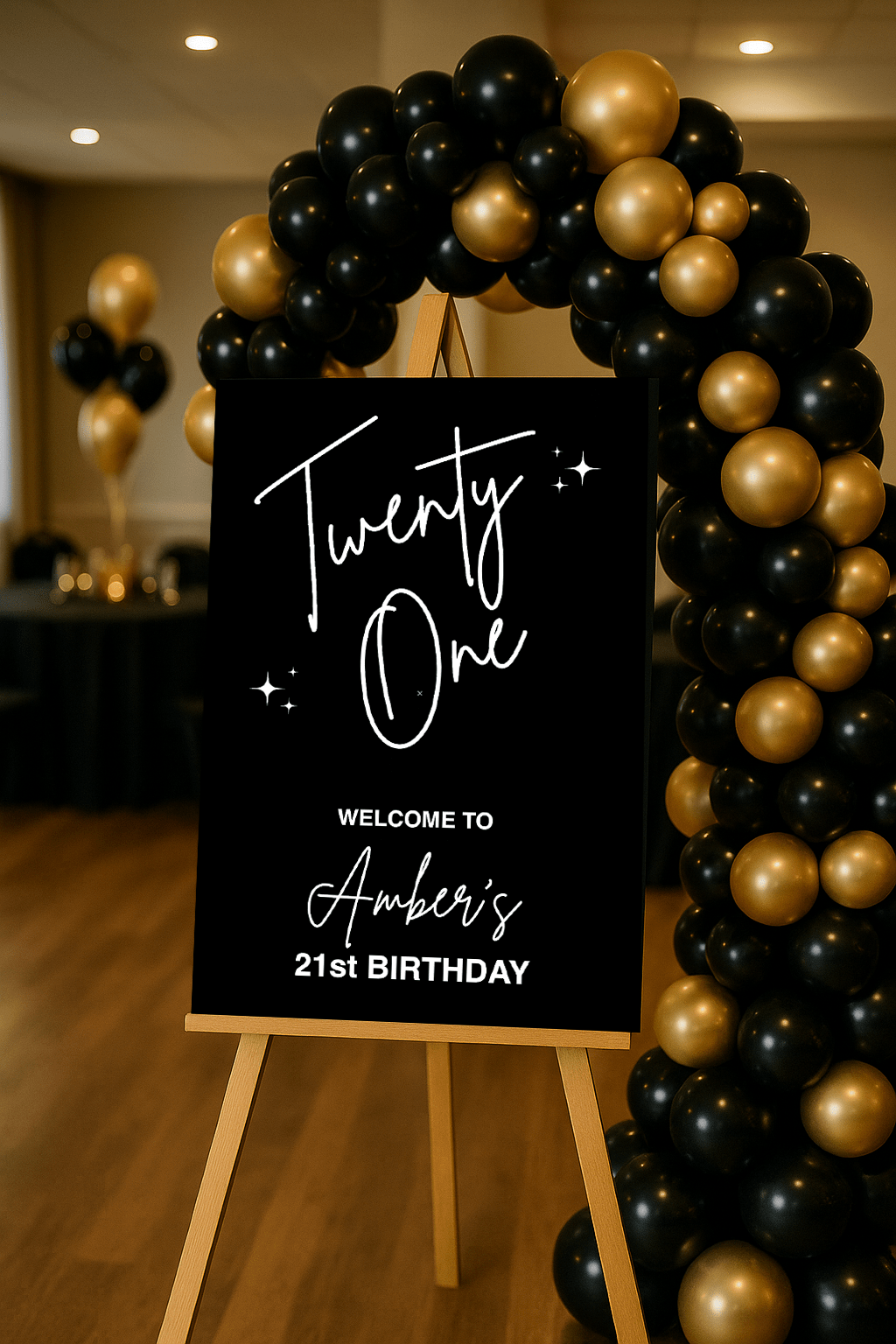 Minimalist 21st Birthday Sign – Personalised Black and White Design ...