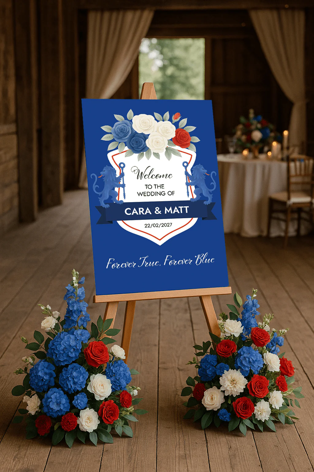chelsea fan wedding sign