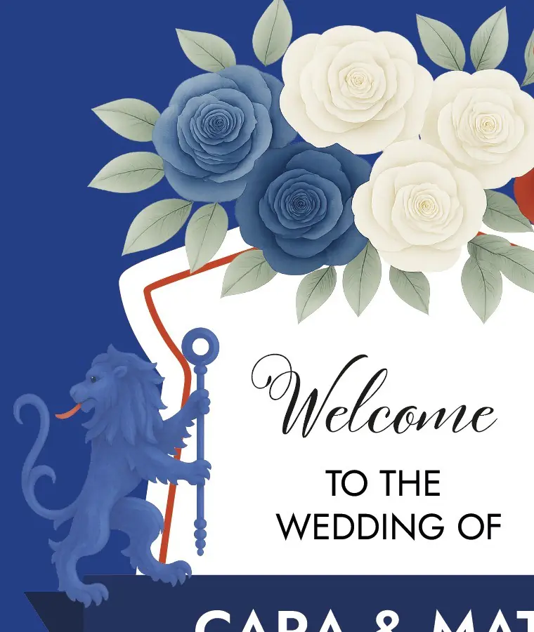 Blue & White Football Wedding Welcome Sign For Chelsea Fans - Image 2