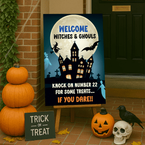 custom trick or treat halloween sign