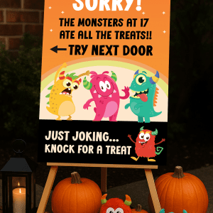 custom trick or treat halloween sign monsters_