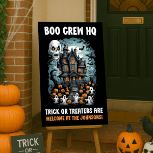 custom trick or treat haunted house halloween sign