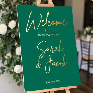 emerald green wedding sign