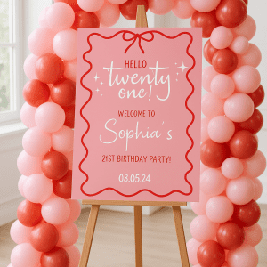 hello twenty one 21st birthday sign pink_