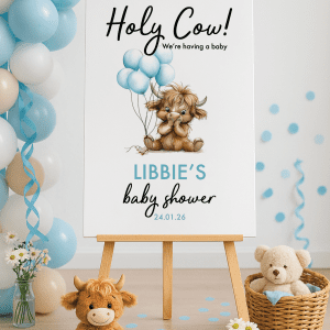 holy cow baby shower sign