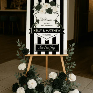 Black & White Football Wedding Welcome Sign | Perfect for Newcastle Fans