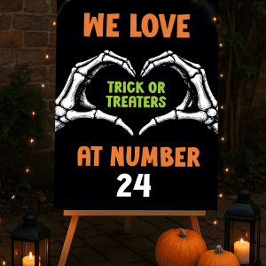 personalised halloween sign skeleton hands design