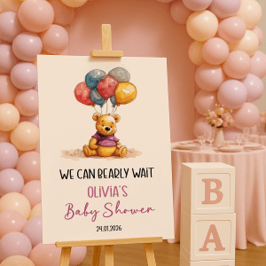 personalised we can bearly wait baby shower welcome sign