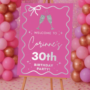 pink sparkle 30th birthday sign corinne