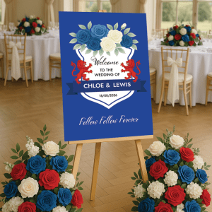 rangers fc wedding welcome sign