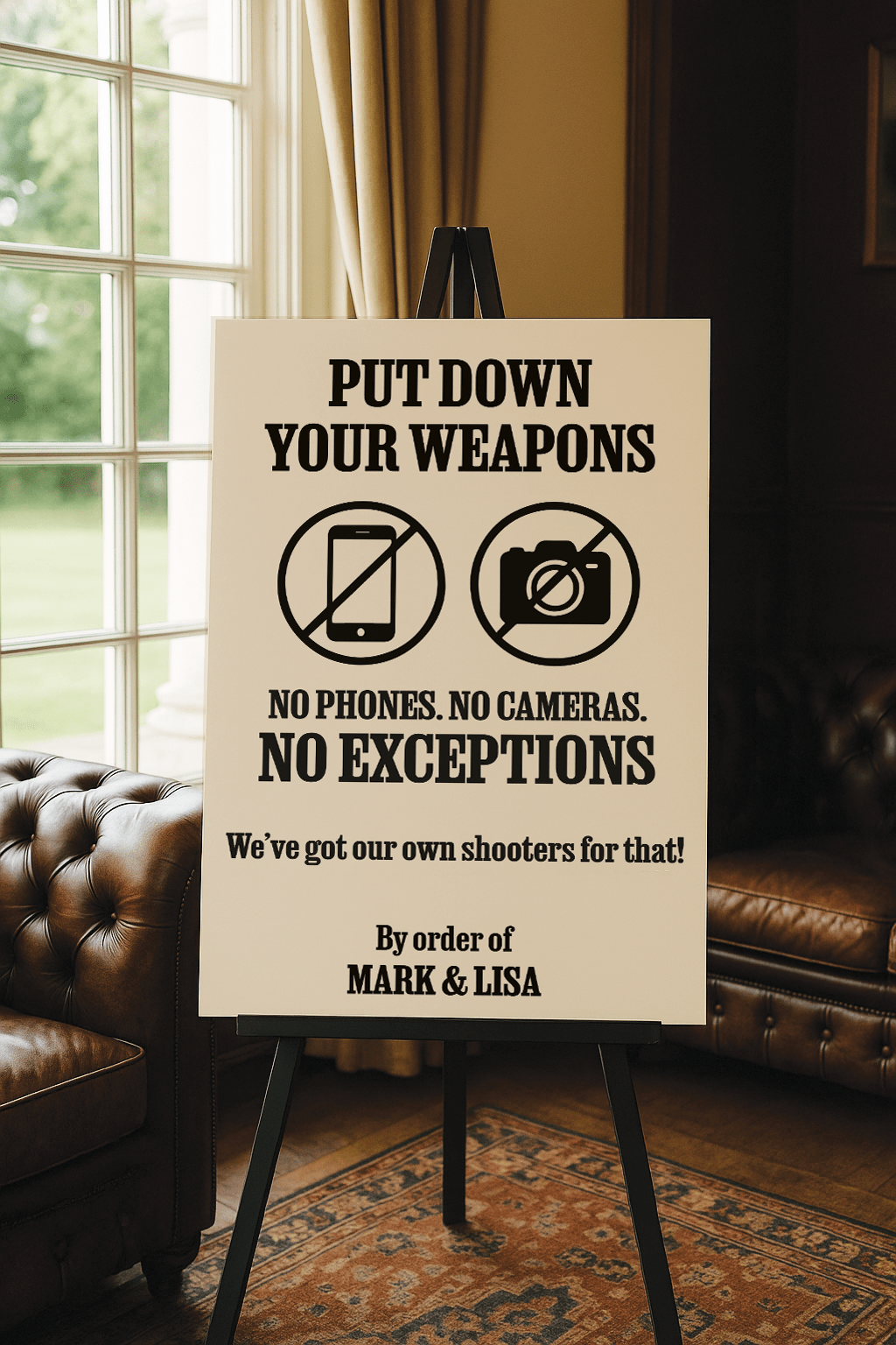 unplugged peaky blinders style unplugged wedding sign