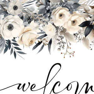 dusky blue christmas wedding welcome board