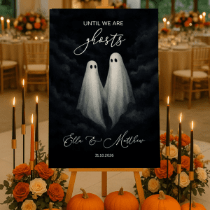 Ghost Wedding Sign – ‘Until We Are Ghosts’ Halloween Welcome Board