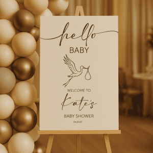 neutral baby shower sign