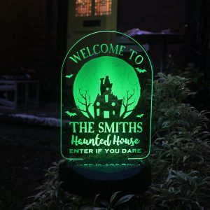 outdoor halloween light personalised haunted house