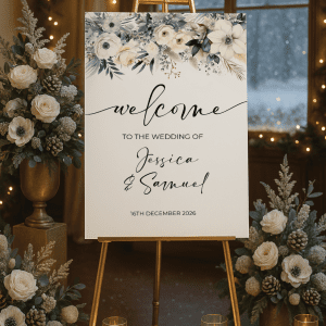 winter wedding welcome sign