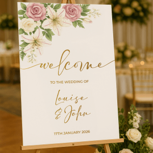 Custom Lillies Wedding Sign pink floral_