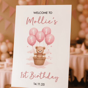girls 1st birthday welcome sign
