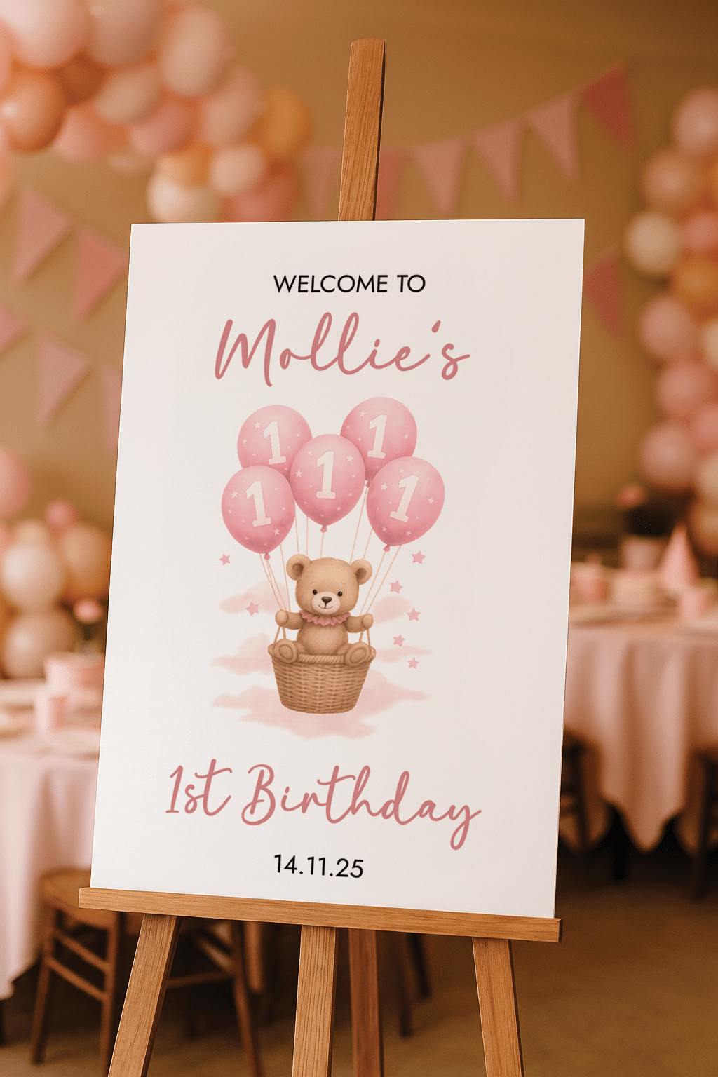 girls 1st birthday welcome sign