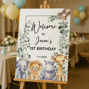 safari 1st birthday sign