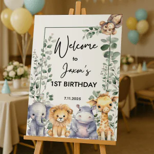 safari 1st birthday sign