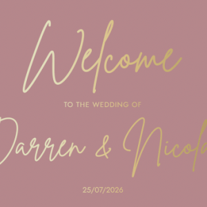 rose pink landscape wedding sign