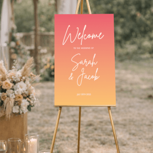 coral welcome sign