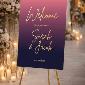 navy & blush pink wedding sign